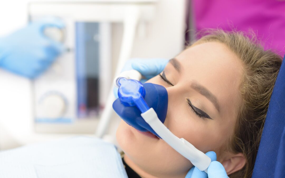Woman inhalation With Sedation Dentistry